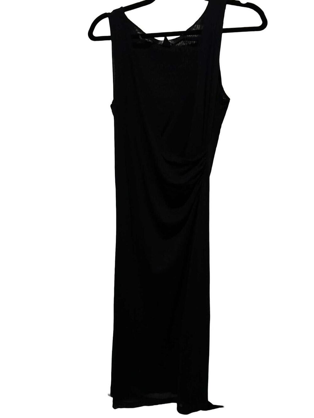 Kenneth Cole women’s long black gown size M deep V front sheer V pattern back